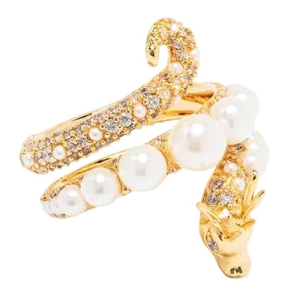KATE SPADE • Dazzling Dragon Wrap Gold Pearl Ring - Picture 6 of 8
